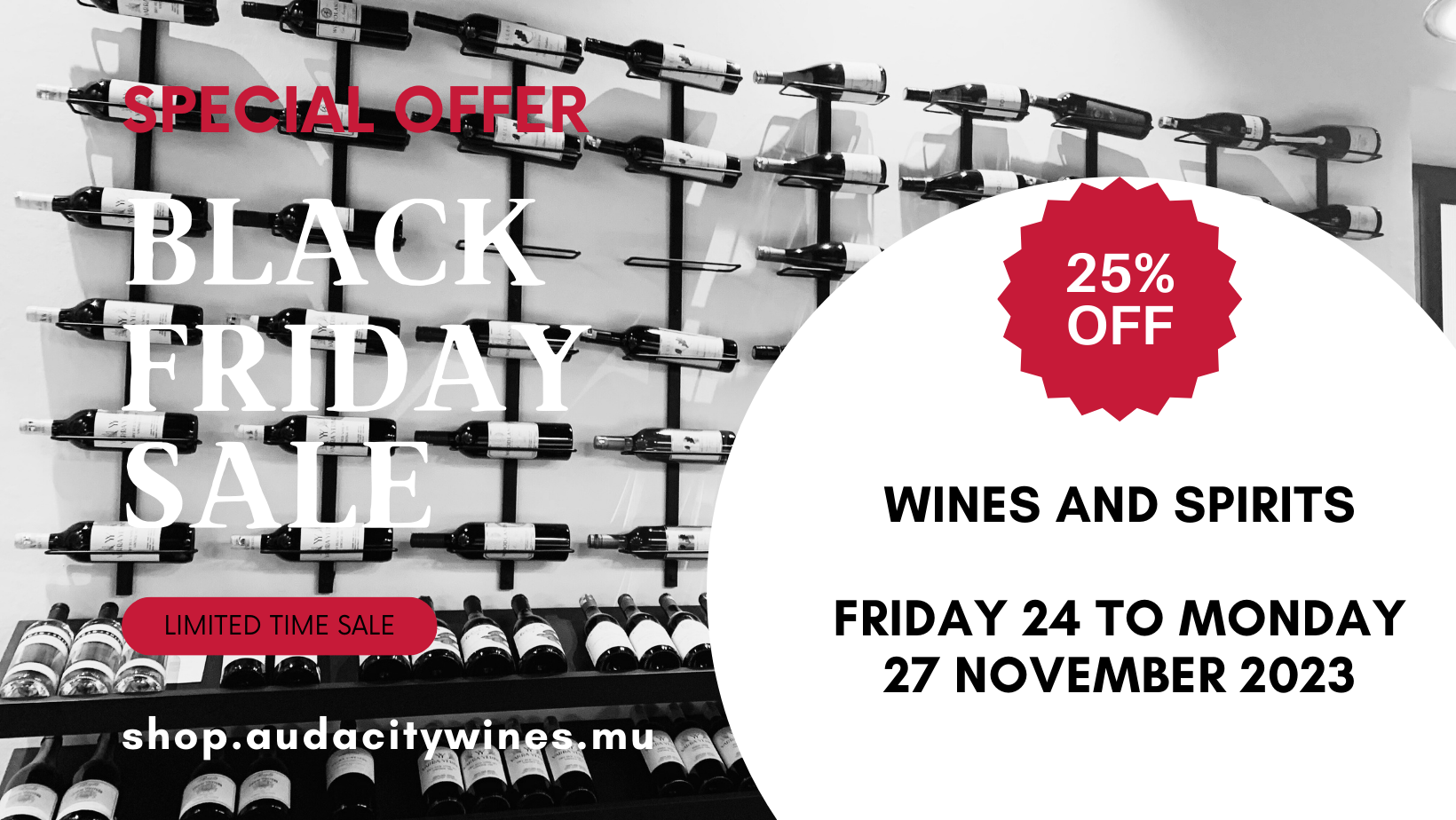 Black Friday 25% off wines and spirits